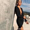 Women's Sexy Deep V-neck Backless Autumn and Winter Sexy Dress
