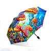 Automatic Folding Umbrella with Magical Forest Mushroom & Design - 8-Rib Self-Opening/ Closing, Collapsible Portable Umbrella