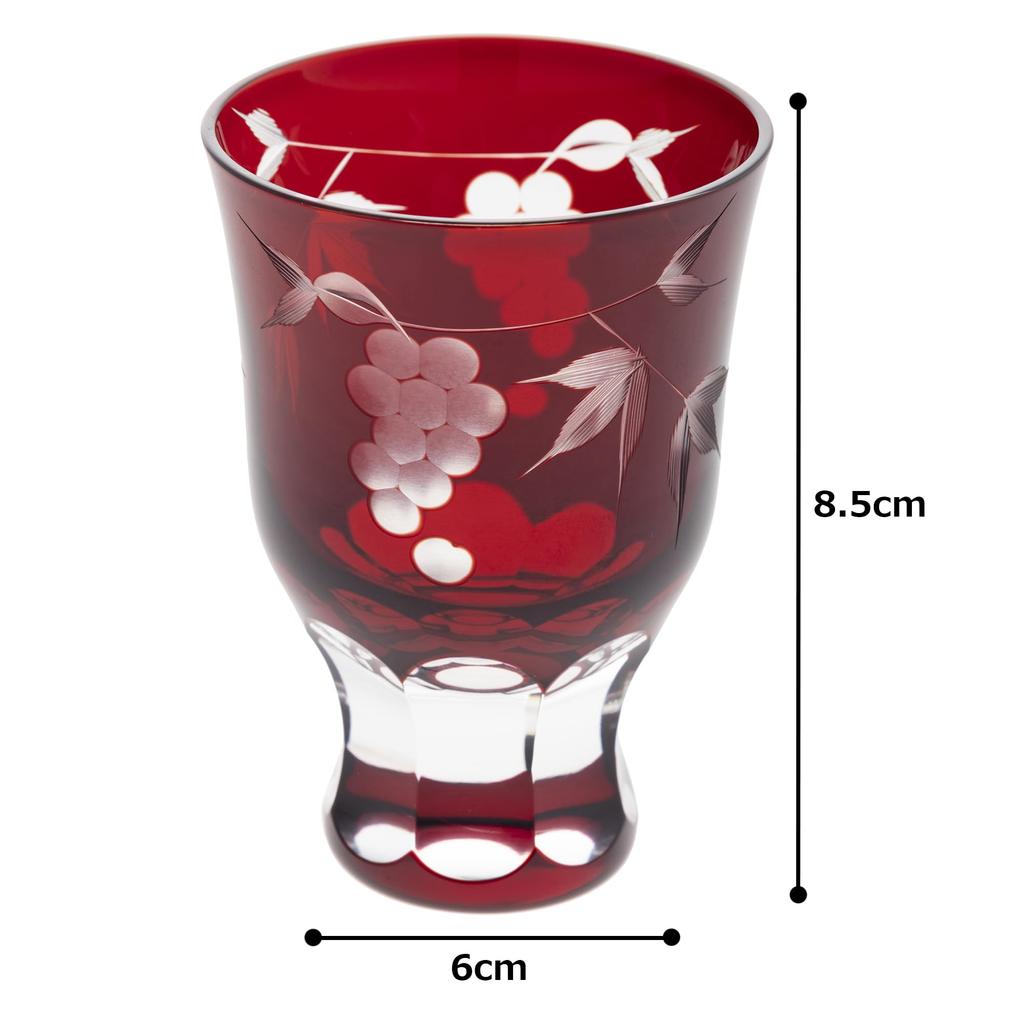 [Authentic Product] Tajima Glass "Edo Kiriko" Sake Cup, Sake Glass, Ochoko, Guinomi, Approx. 6cm Diameter x 8.5cm Height, Approx. 80ml Capacity, Grape