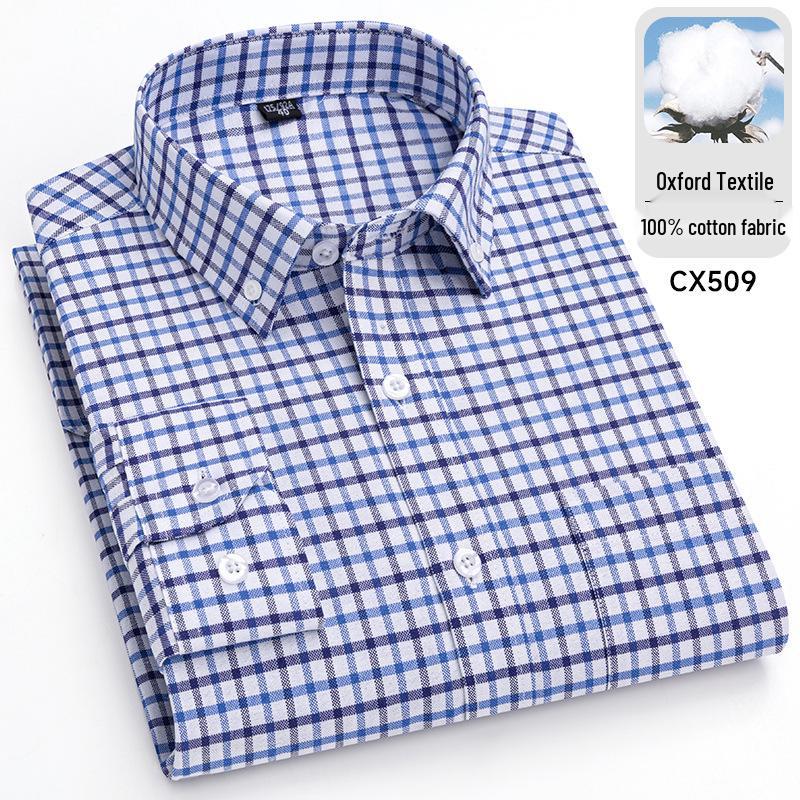 2025 Men's Striped Cotton Oxford Long Sleeve Button-Down Cardigan Shirt, Plus Size Available