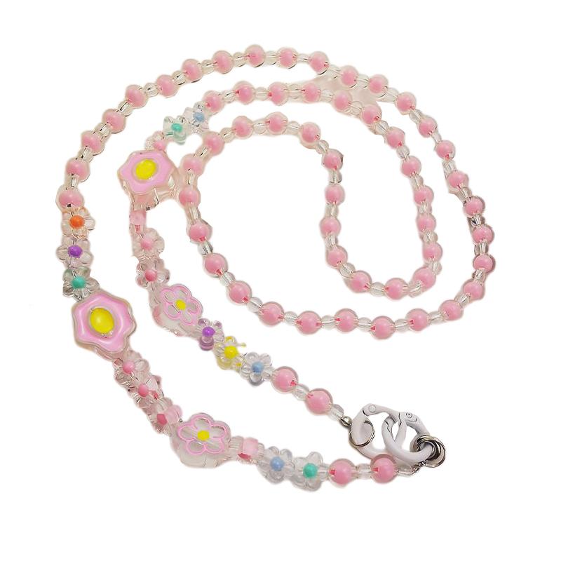 Creative Simple Colorful Love Transparent Beads Mobile Phone Case Cross-Chain