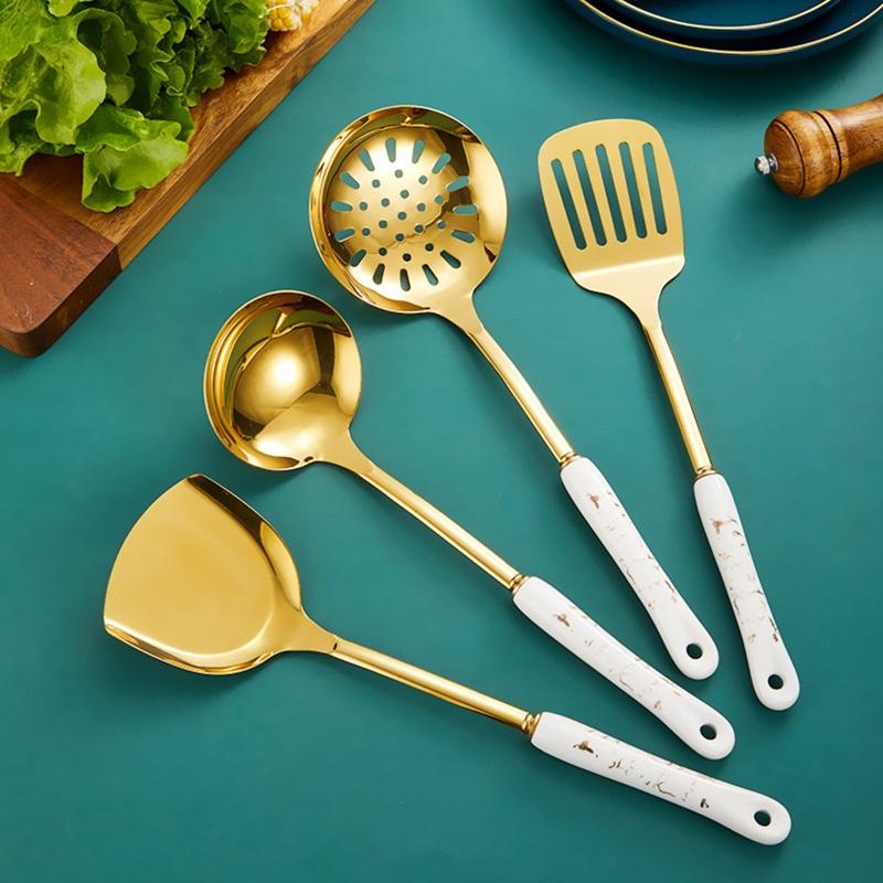 Electroplate Chef Utensil Set Cookware with Premium 201 Stainless Steel 4/6Pcs