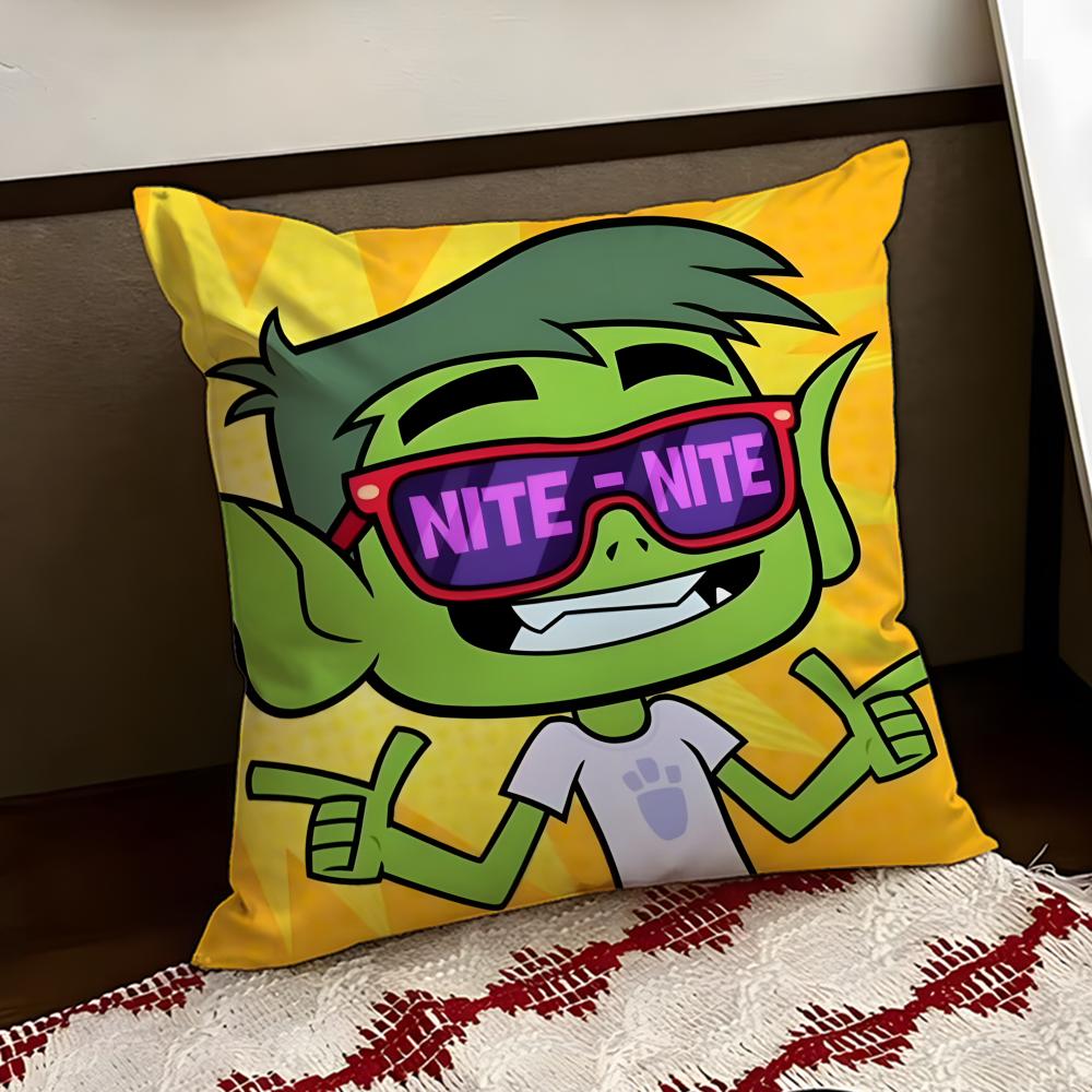 Anime TTeen TTitansS Go Cushion Cover Reversible Soft Durable Pillow Cover Home Car MultiScene Use for Daily Comfort