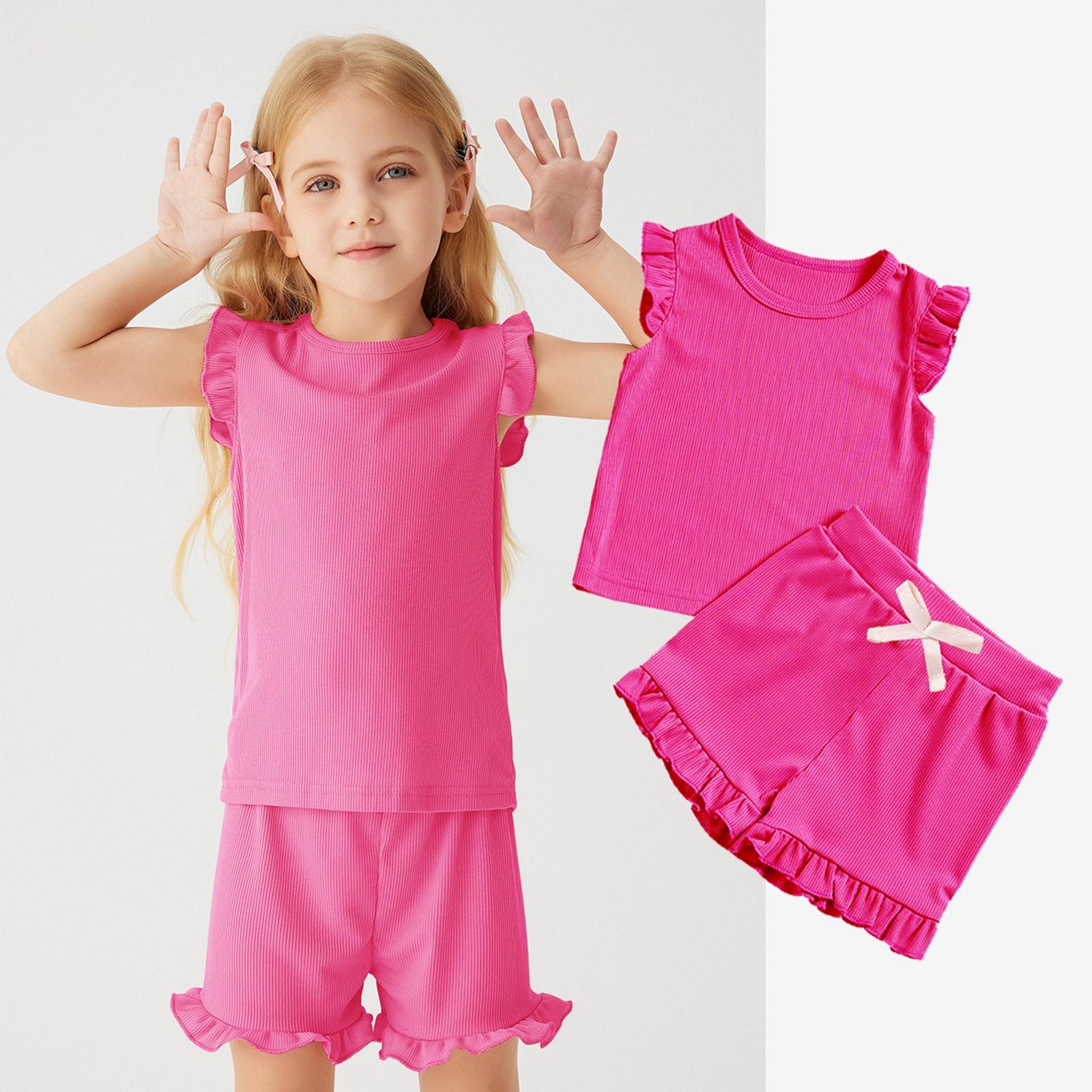 

Kid Patriotic Outfit - Short Sleeve & Shorts 2-Piece Set For Girl 90