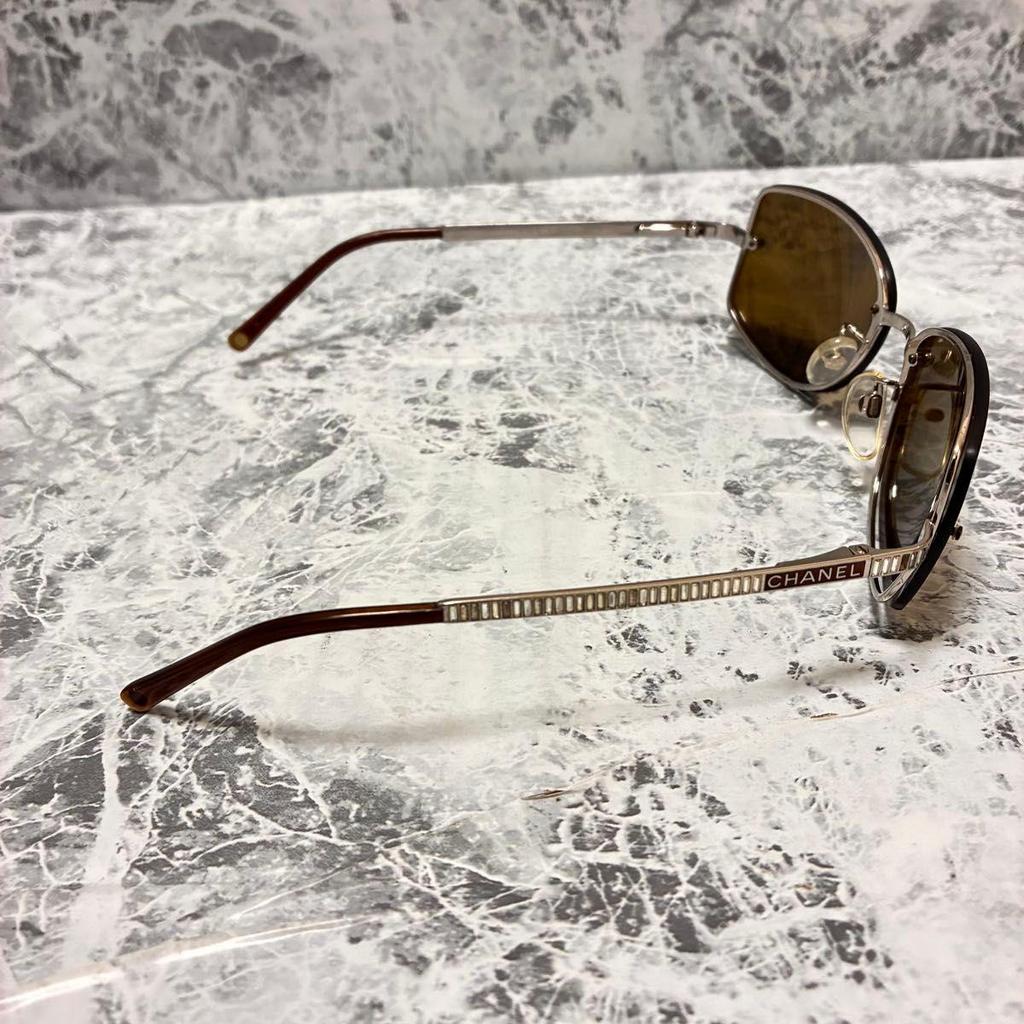 Used CHANEL 4123-B Coco Mark Rhinestone Brown
