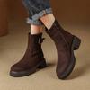 Autumn and Winter Women's Thick-soled Large-size Medium Boots Solid Color Round Head Medium Heel Non-slip Square Heel Side Zipper New Martin Boots
