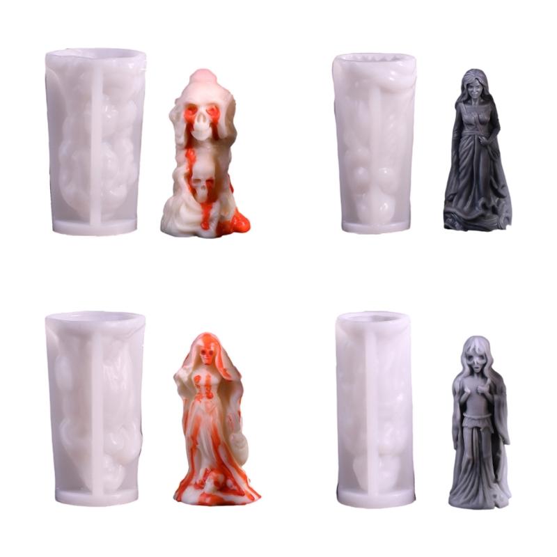 

4Pcs Halloween Theme SIlicone Candle Molds Halloween Bride Silicone Candle Molds for Epoxy Resin, Halloween Decoration 1