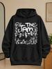 Unisex Hoodie Black with The Jam Band Name Graphic Black and White Musician Portrait Collage Distressed Grid and Retro Rock Style