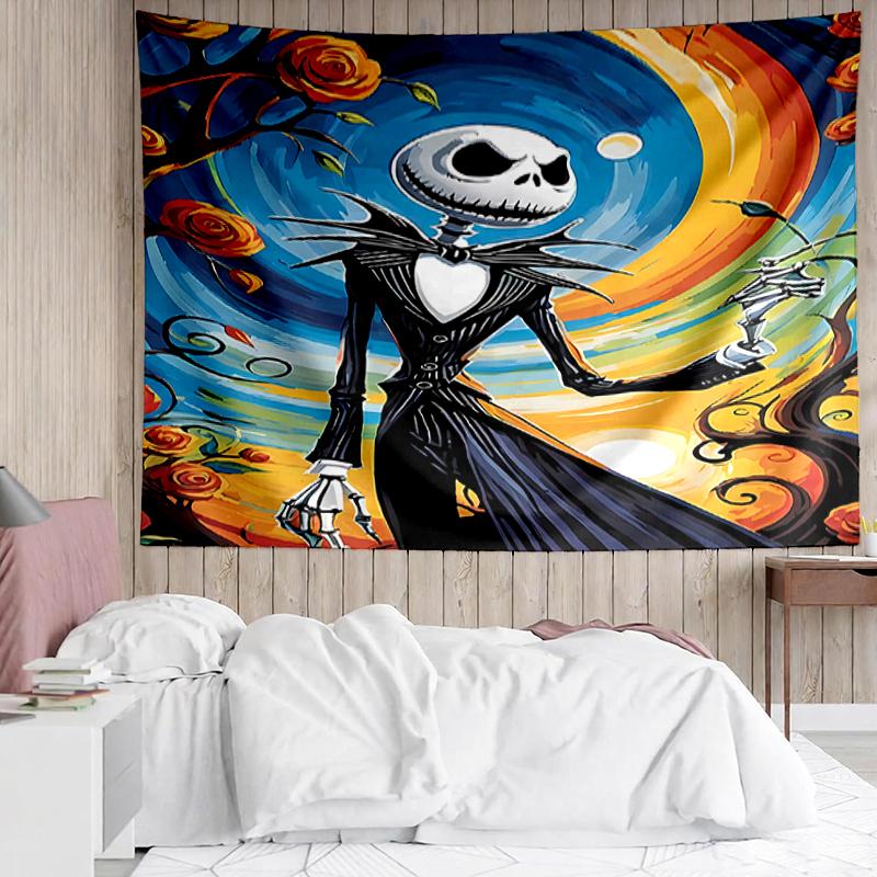 The-Nightmare-Before-Christmas Print Tapestry, Backdrop, Easy Setup, Ideal for Bedroom, Office & Living Room, with Aesthetic Wall Hanging Decor.