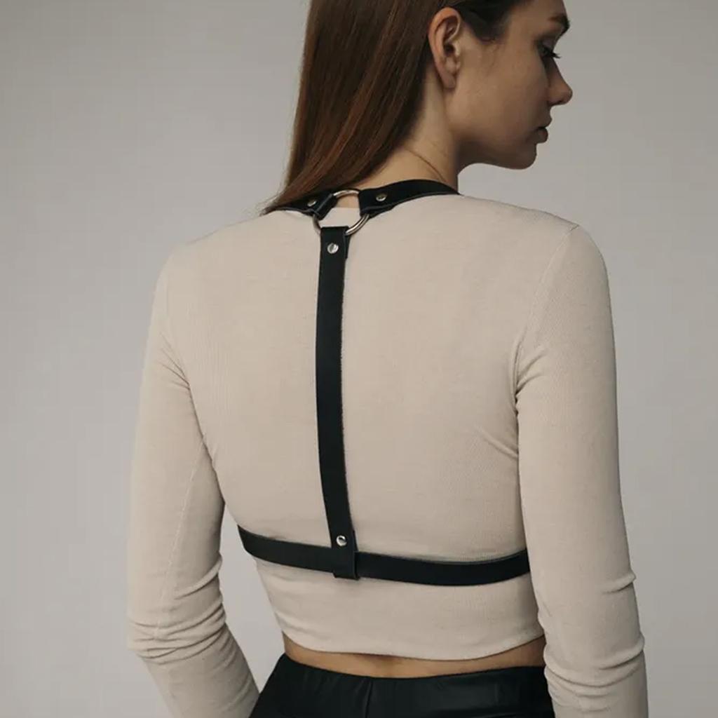 Women's Leather Body Harness - Adjustable Straps, Lightweight Design, Ideal for Layering, Special Occasions