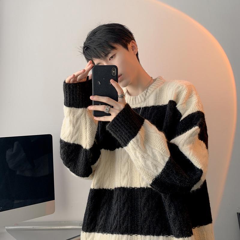 Autumn and Winter New Men's Knitted Korean Loose Base Sweater
