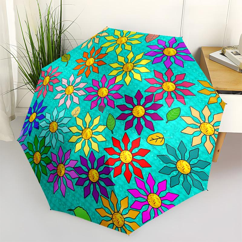

1pc Flower Mandala Automatic Folding Umbrella - Portable Collapsible Design, 8-Rib Iron Frame, Durable Fabric yy251125163