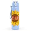 1PC Sunflower Bloom Plant Quote Art 750ml Color Plastic Sports Water Bottle Leakproof Flip Straw Lid Suitable for Sports Office Home Use
