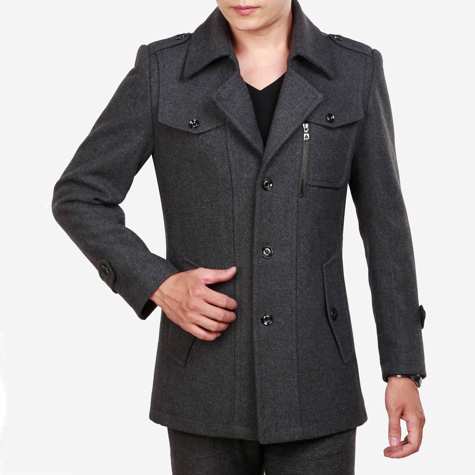 

(SU)Мужской повседневный шерстяной плащ, модный деловой длинный утепленный тонкий пальто, куртка