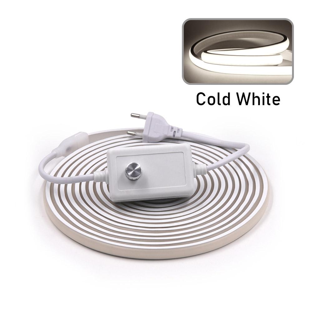 Dim Edilebilir COB LED Neon Şerit Işık 220V Dimmer Anahtar Güç Kiti Yüksek Yoğunluklu 288 LED Doğrusal Aydınlatma IP68 Su Geçirmez Esnek Şerit