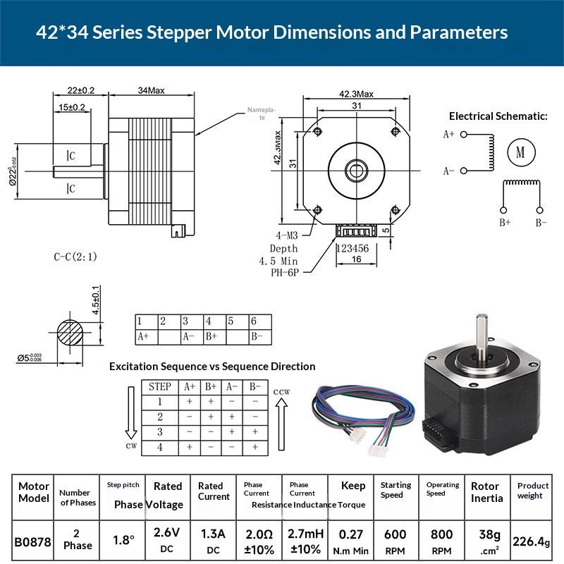 1 ks 1,0A 12V 14N.Cm CNC laserový gravírovací motor 3D tiskárna Extruder 4 vodiče Pro Nema 17 22mm 42 Krokový motor 42*42*23mm