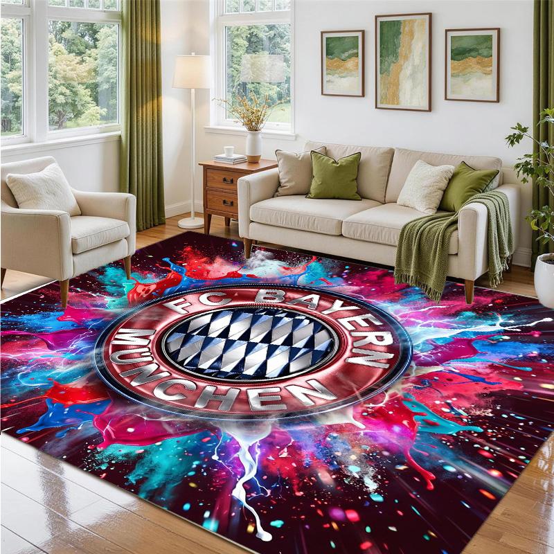 Bayern Munich Design Crystal Velvet Rug Soft Decorative Mat for Bedroom Entrance