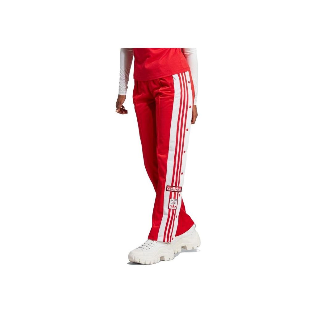 Adidas Originals Striped Drawstring Straight-Leg Casual Pants Women Bottoms Crimson IR9793