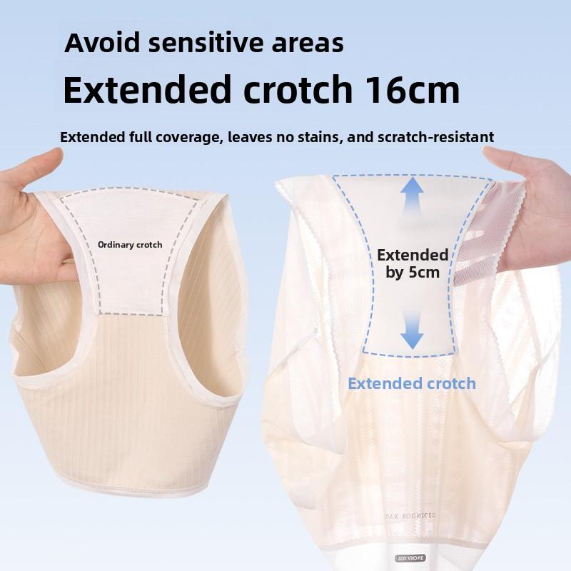 Big Size Female Summer New Ultra Thin Ice Silk Pure Cotton with Long Crotch 10A Antibacterial High Waist Triangle Briefs