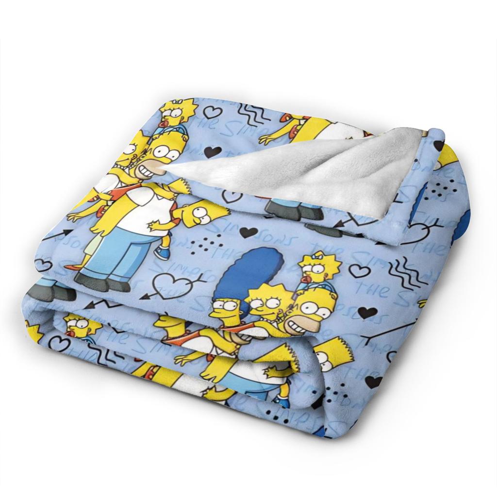 Die S-Simpsons Muster Decken Flanell Vintage Warme Überwurfdecken für Bett Sofa Textil Dekor,
