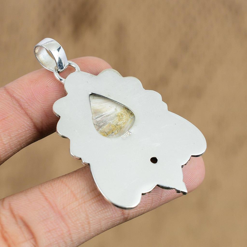Natural Scolecite Gemstone Pendant 925 Sterling Silver Indian Jewelry For Girls
