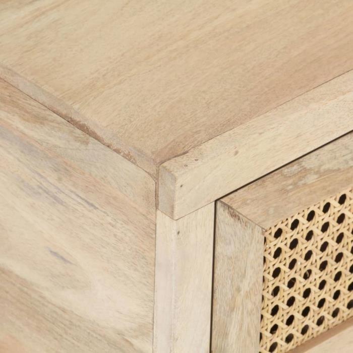 VidaXL Table basse 90x50x37 cm Bois de manguier et canne naturelle