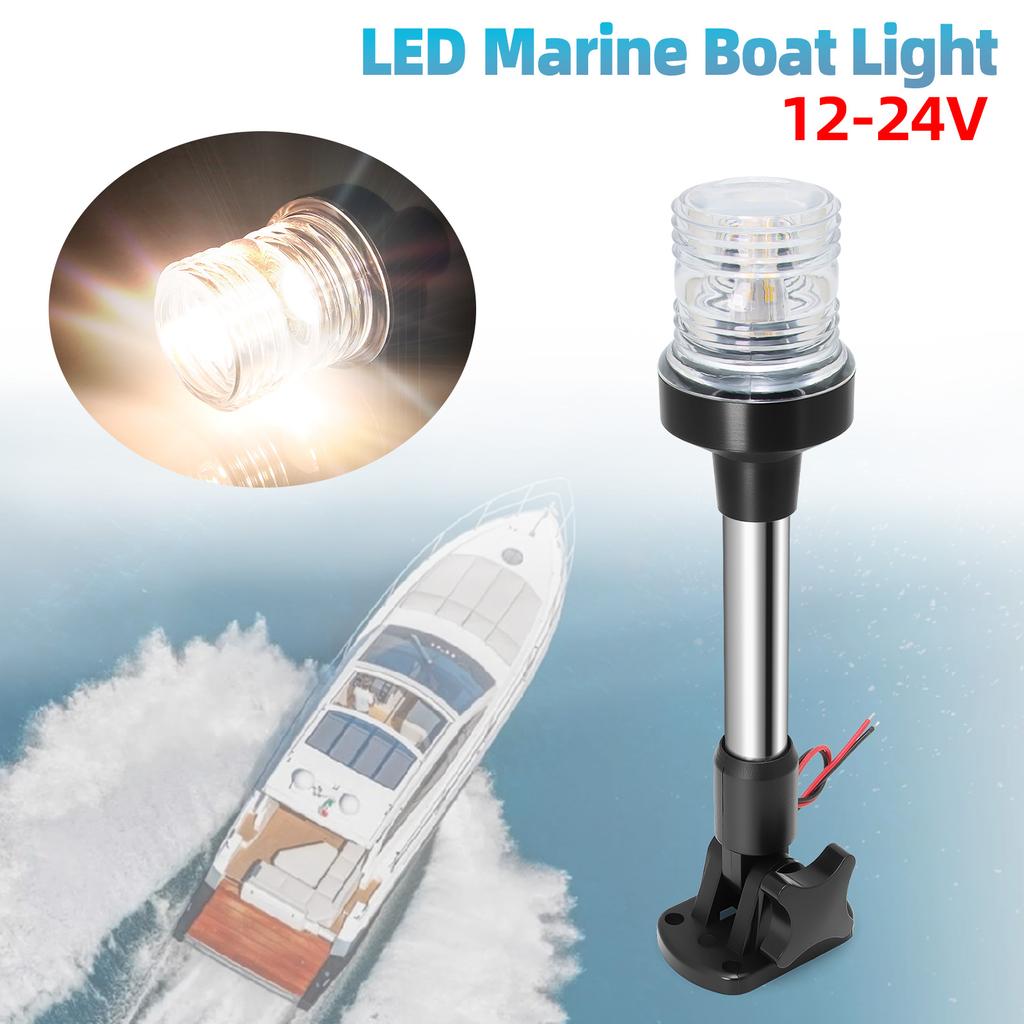 6 / 9 / 12 Inch 12V24V LED Marine Boat Light Navigation Signals Light White Fold Down Anchor Lights Pontoon Lamp for Boat Yacht