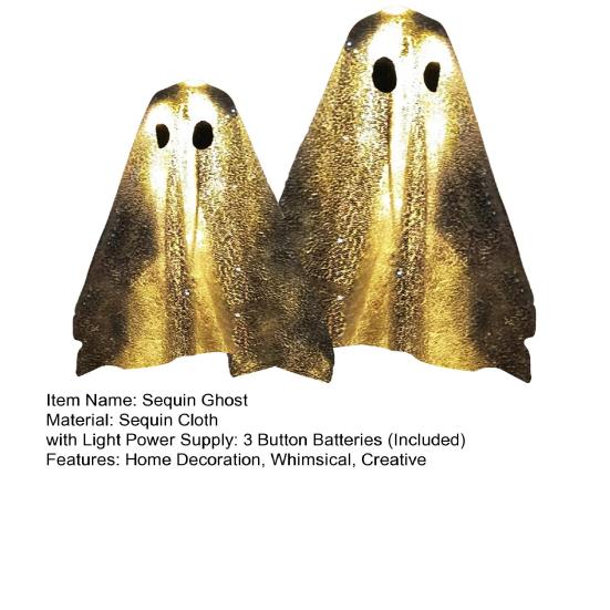 Sequin Fabric Ghost Tabletop Decor Halloween Shiny Ghost Figurine for Halloween Bedroom Desktop Home Decor