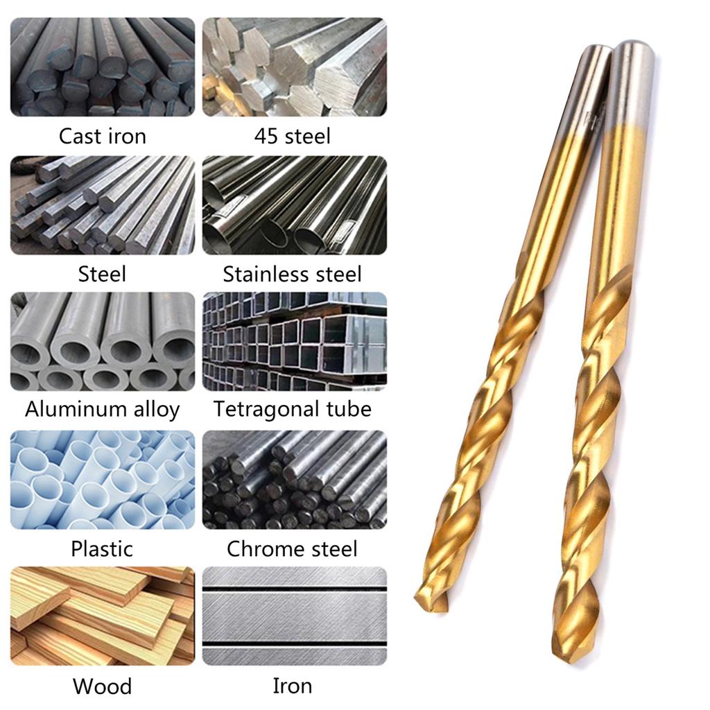5Piece Titanium Coated Twist Drill Bit Set For Metal Steel Iron Aluminum Alloy Drilling Tool Superior Wear Resistance