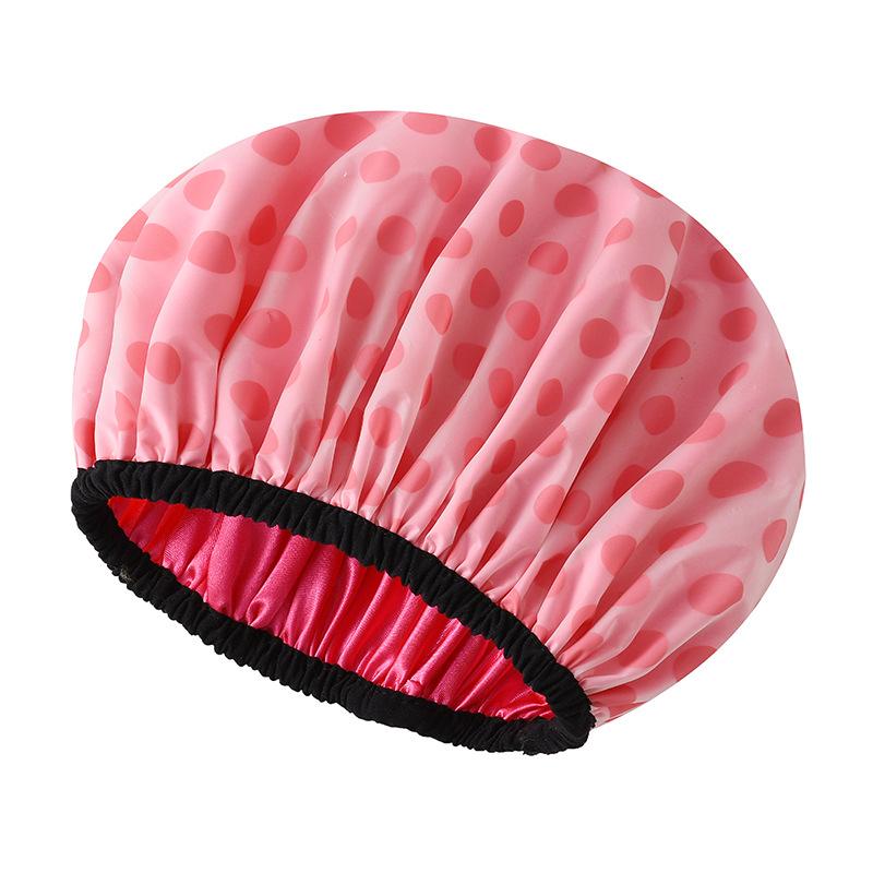 Cuffia da doccia impermeabile per bagno Cuffia per capelli elastica per cappello da bagno addensata per donna Bellezza Parrucchiere Dot Prodotti Accessori per il bagno