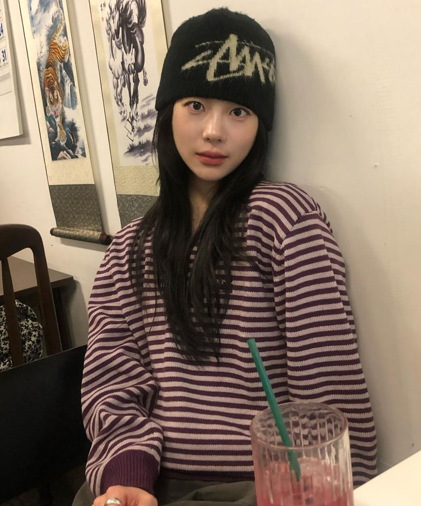 CGP (Women) Striped V-Neck Knit - Purple