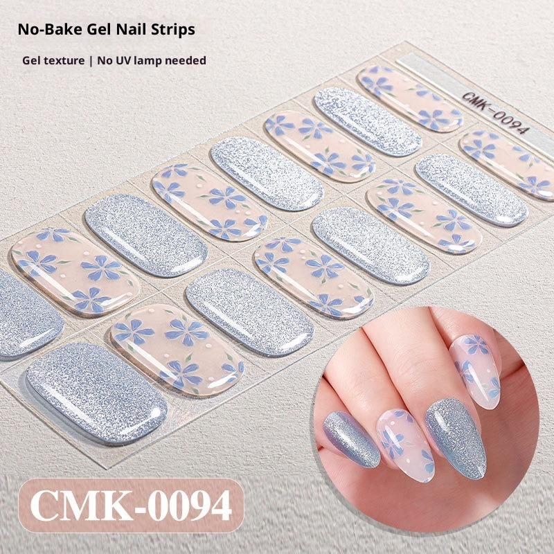 Cat-Eye Nagelsticker ohne Backen oder UV-Schutz, Grenzüberschreitende Florale, Karierte, Gepunktete Gel-Nagelsticker