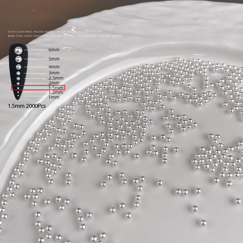 

300-5000Pcs/Bag Pearls Pure White Nail Beads Round 1-6Mm Mixed Size High Brightness Pearls For Diy Manicure Decor