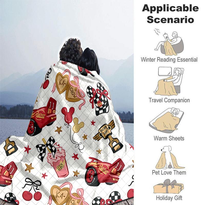1pc Car Bridge Flannel Blanket Soft Warm Throw Blanket for Bedroom Living Room Bed Travel Camping Picnic Gift. M730033