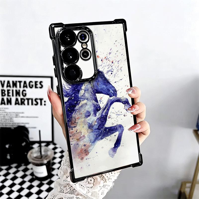 Oil Painting Horse Soft Phone Case For Samsung Galaxy S26 Ultra S25 Edge S24 FE S23 Plus S22 S21 + S20 Plating Anti-Fall Fundas