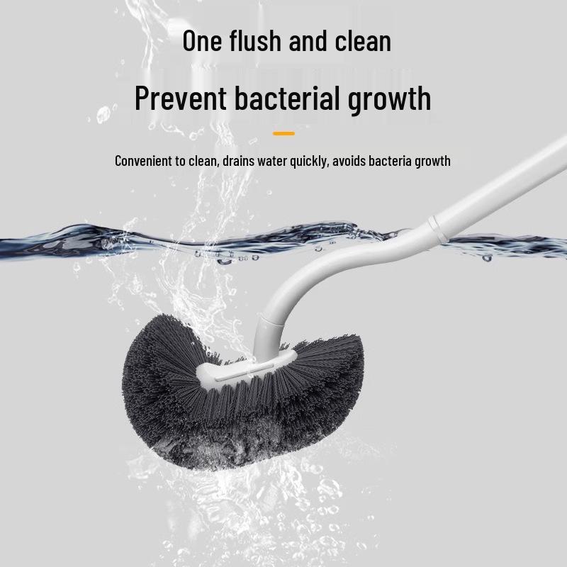 360° Soft Bristle Toilet Brush with Long Handle & Wall-Mount for Bathroom Cleaning