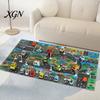 Family Game Room Floor Mat Kids City Life Play Mat, Educational PVC Road Traffic Carpet, Durable Indoor Non-slip Urban Parking Scene Area Rug