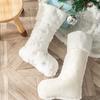2PCS Plush Christmas Stockings White Faux Fur Large 56cm Deluxe Hanging Xmas Stockings with Silver Sequin Snowflake for Christmas Fireplace