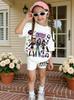 Lässige Kpop Beliebte Cartoon-Print Sommerkleidung für Mädchen Rundhals Kurzarm und Shorts Tägliche Kleidung Kinderkleidung Mädchen