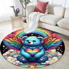 1pc Soft, Absorbent & Non Slip Cute Little Bear with Wings Round Rug Soft Circle Rug for Living Room & Bedroom Decor, Chair Mats, and Unforg