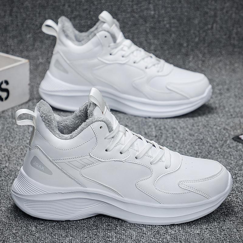 Große Größe 49 50 51 Weiße Leder-Sneaker Herren Winter Freizeitschuhe Super Warm Plüsch Sportschuhe Zapatillas Deportivas Hombre