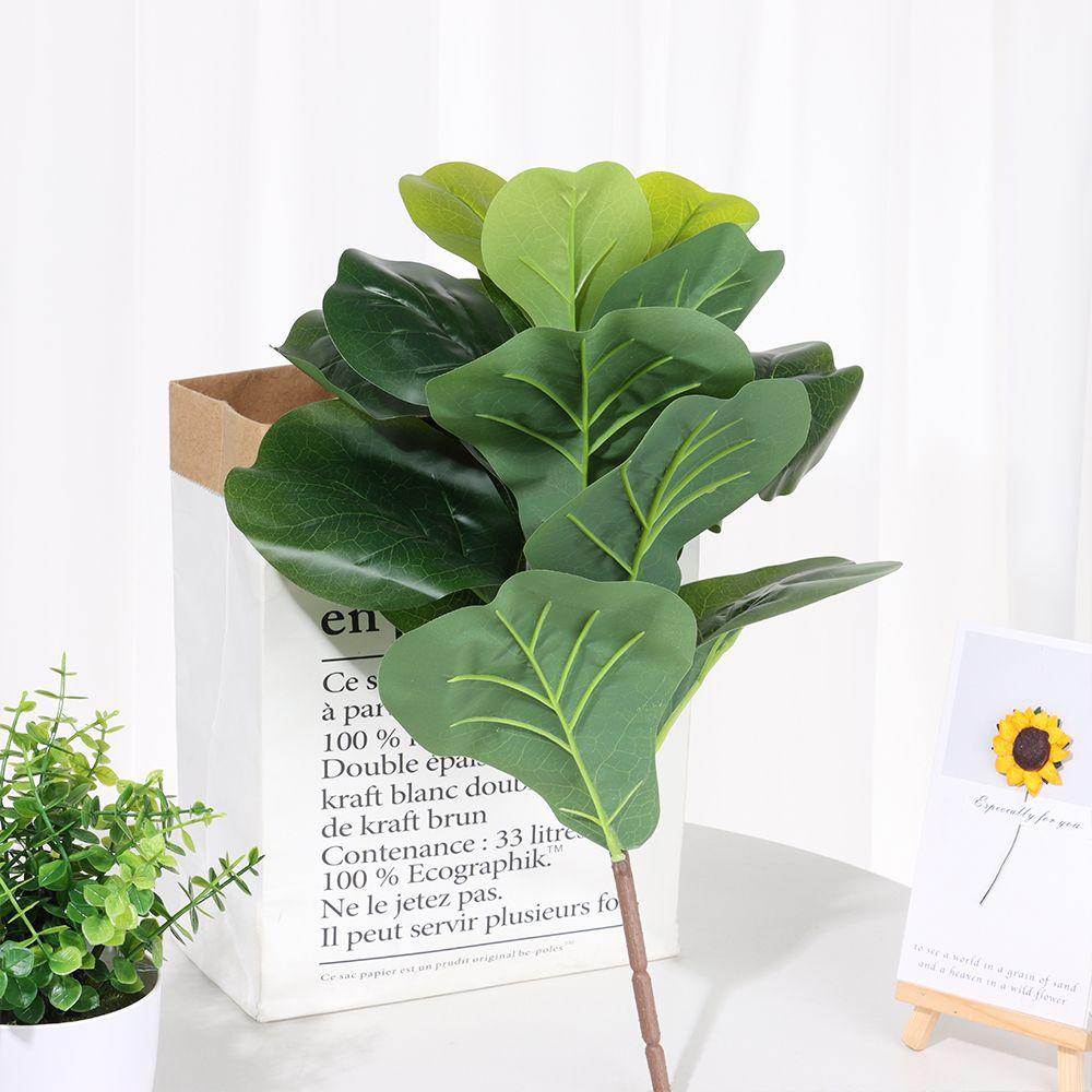 Home Decoration Party Supplies Lifelike Greenery Artificial Ficus Branch Fake Plants Faux Leaves