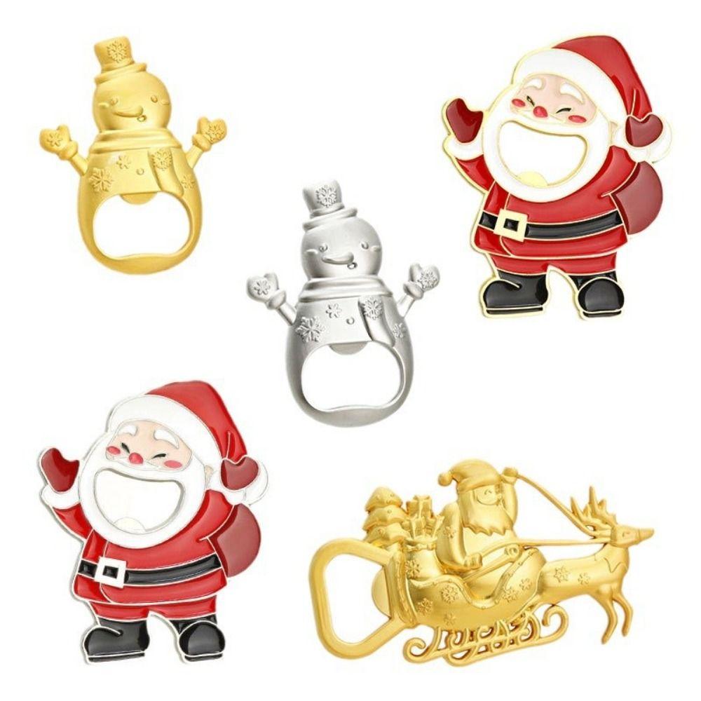 Elk Deer Refrigerator Magnet Santa Claus Snowman Can Opener Christmas Bottle Opener  Christmas Day