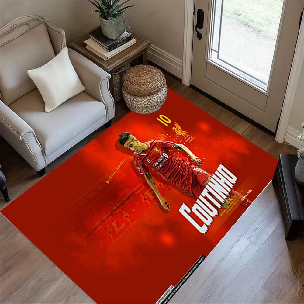 Blue Energy Soccer Player Floor Mat Design for Balcony Living Rooms Game Room Entryway Anti-slip Rug Decorate Offices