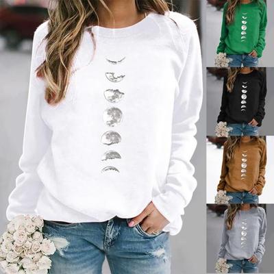 Chic O-Ausschnitt Polyester Lady Bluse Frühling Herbst Frauen für Outdoor Casual Sweatshirts