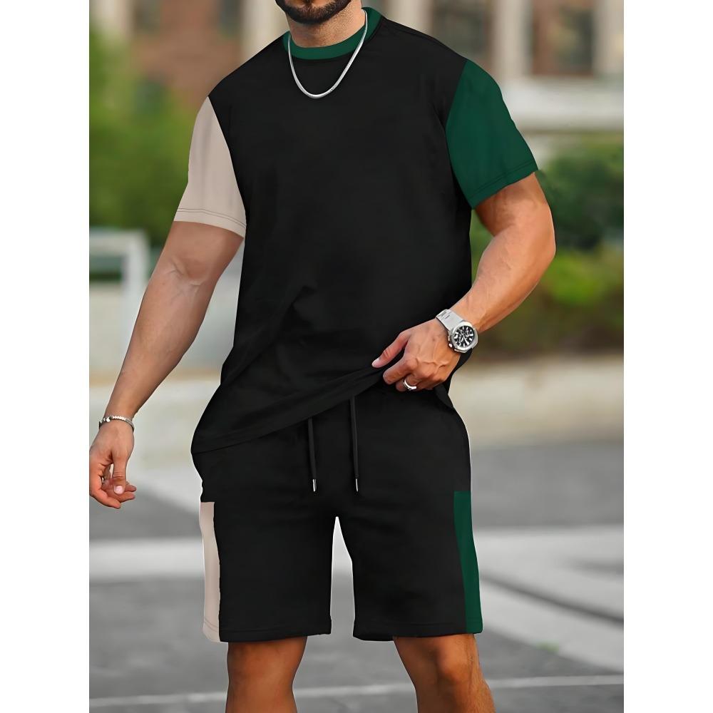 Neues Herren-T-Shirt und Shorts Set in Übergröße Sommer Lässig Täglich Herren Kurzarm Oberteil Urbane Streetwear Herren Mode T-Shirt Shorts