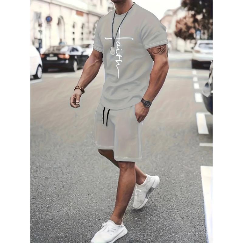 2025 Summer New Men's Suit Casual Fashion Men's and Women's Printed T-shirt Street Hip Hop Short Sleeve Shorts Men's Clothing