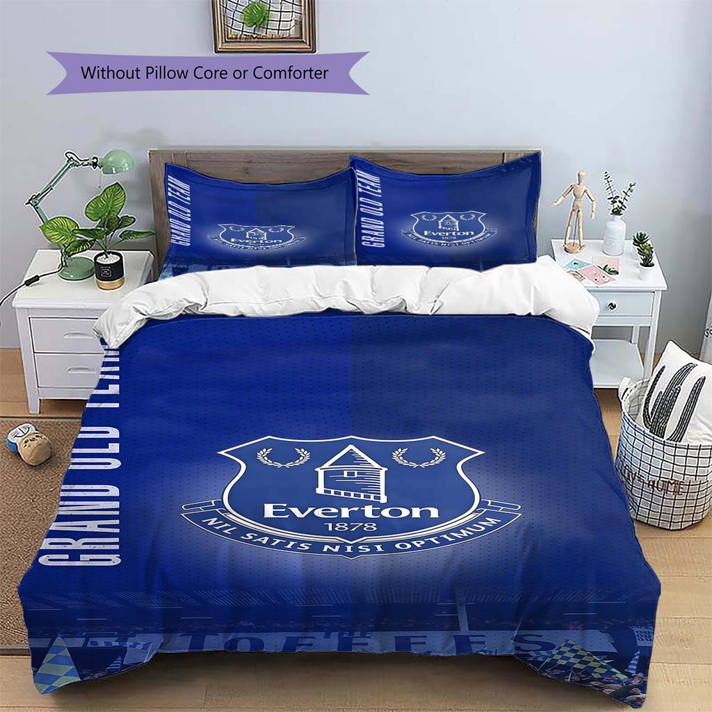 Everton F.C Pattern Bedding,Quilt Set Quilt Cover Pillowcase Home Birthday Gift(1 * duvet cover + 2 * pillowcase, without core)
