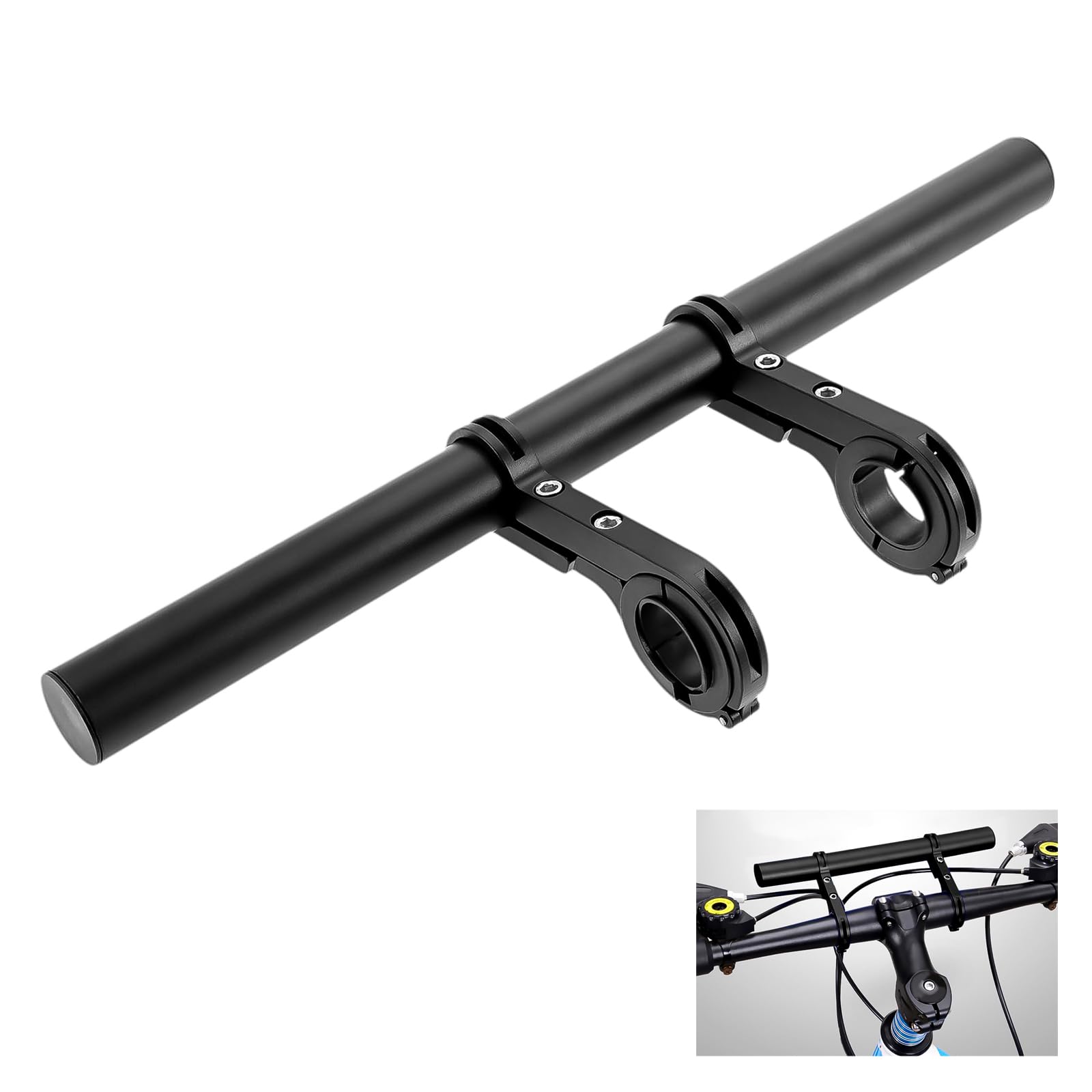 

PETCHOR Удлинитель руля велосипеда 30 см Подходит для рулей диаметром от 22 мм до Удлинитель держателя велосипеда Расширяет руль Включает Шестигранник Универсальный чёрный