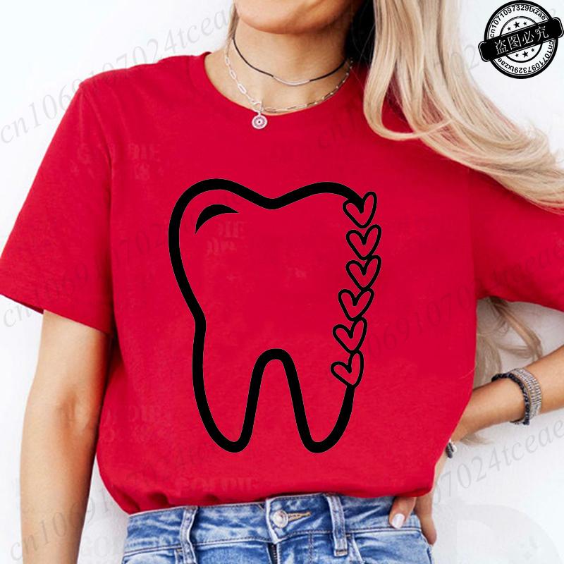 Women Dental Graphic T Shirt Clothes Funny Letter Print T-Shirts Short Sleeve Tee Shirts Summer Fashion Female T-Shirts Clothing